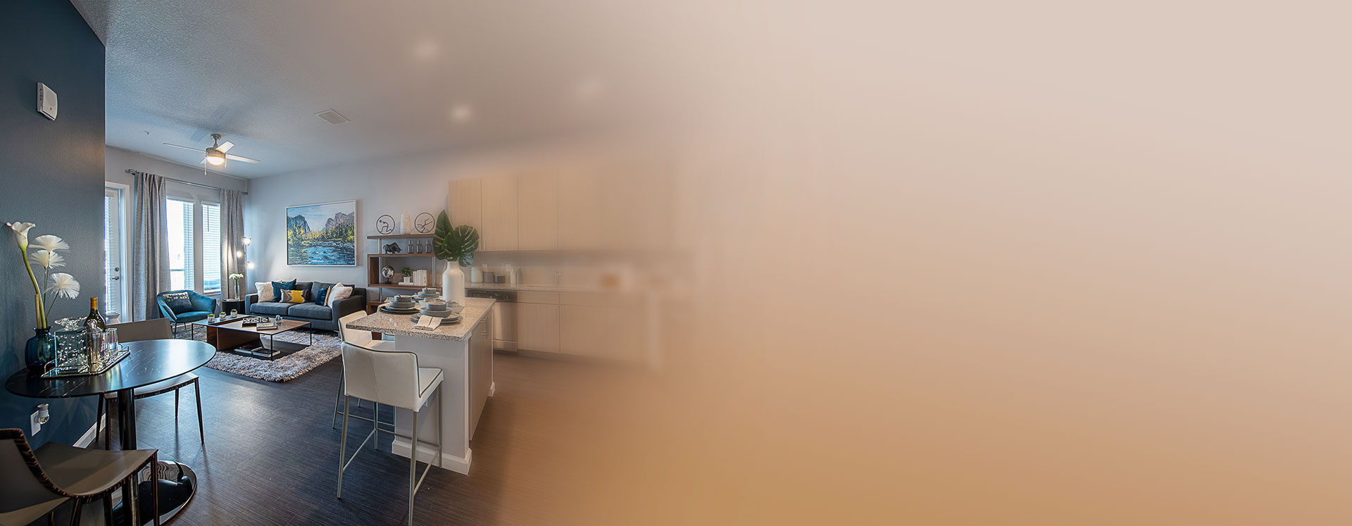 foyer and kitchen in the Pelican apartment at Sanctuary at CenterPointe apartments in Altamonte Springs FL